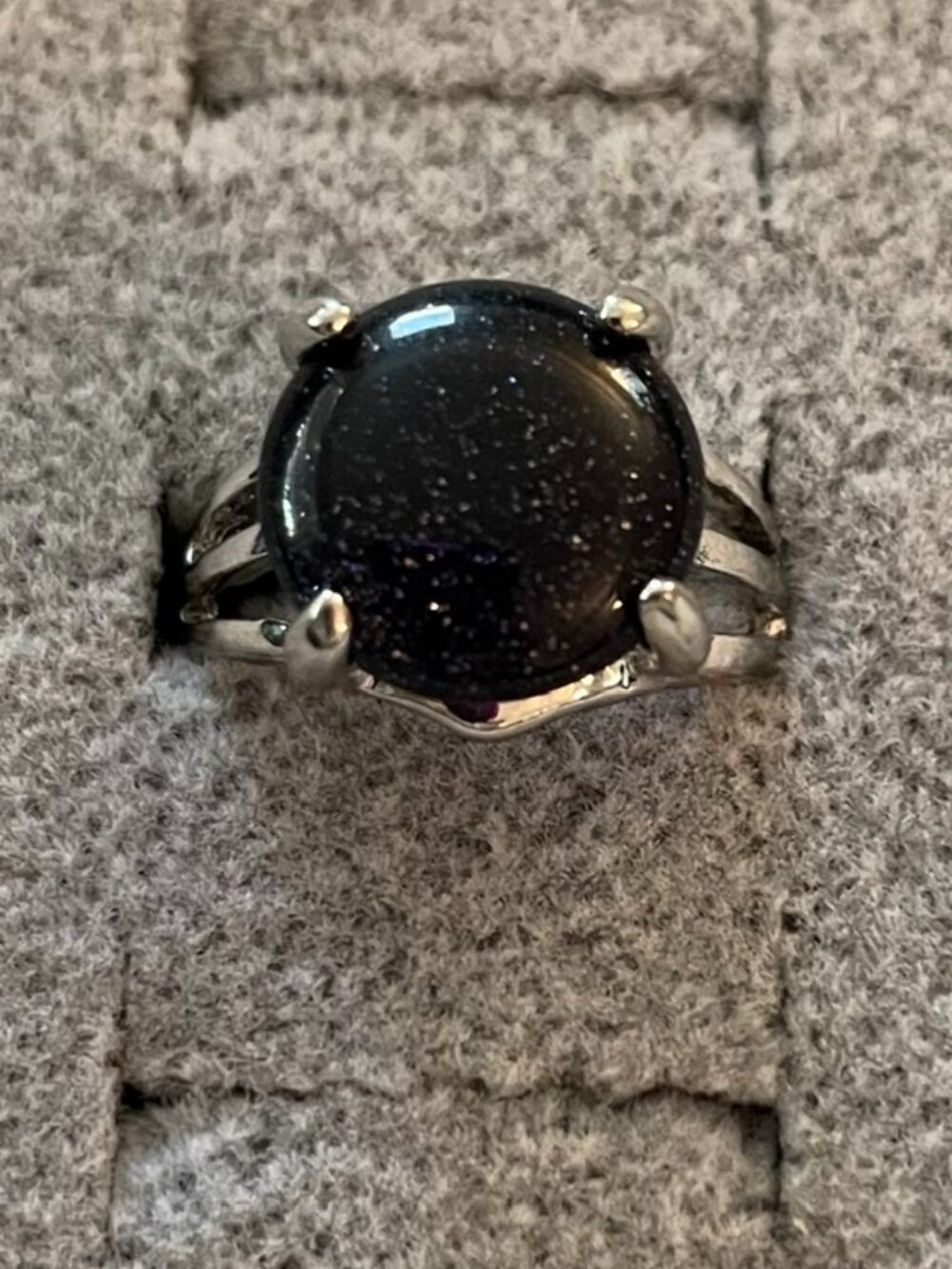 Anthropology Sterling Silver Black Goldstone Dome Ring